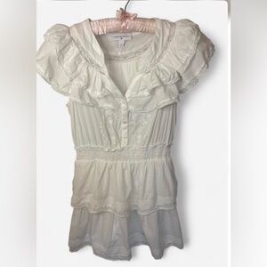 Love Shack Fancy x Target Collab Romantic Ruffled Tiered Dress White Medium
